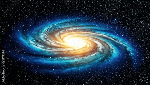 A stunning view of a spiral galaxy glowing amidst the vast cosmos, showcasing stars and celestial phenomena in deep space beauty. 