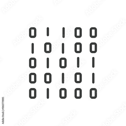 Binary code, icon in line design. Binary, code, digital, data, programming, information, computation on white background vector. Binary code editable stroke icon