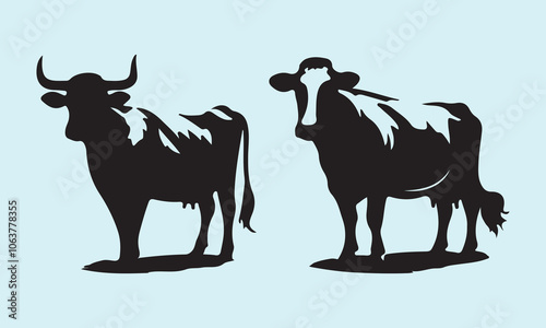 cow silhouette vector illustration