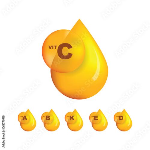 Drop oil vitamin icon symbol vector for information nutrition on template product food and drink