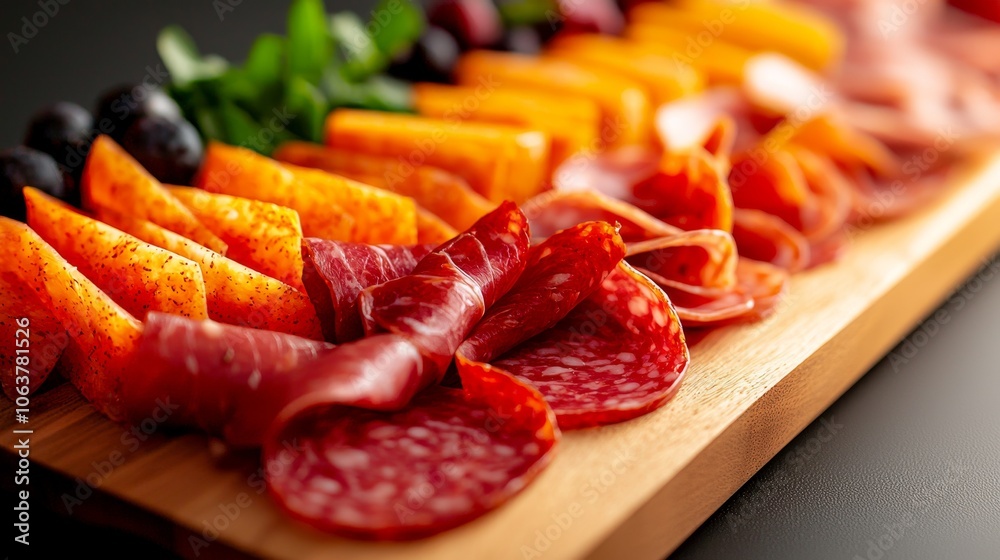Gourmet charcuterie board arrangement Gourmet charcuterie board arrangement