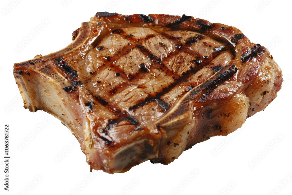 Grilled pork chop with seared marks, mouthwatering and juicy, perfect for a delicious meal. Grilled pork chop with seared marks, mouthwatering and juicy, perfect for a delicious meal.