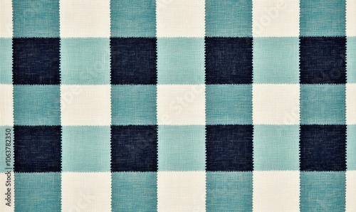 Textured checkered pattern in soft blue and dark navy hues on a white background.