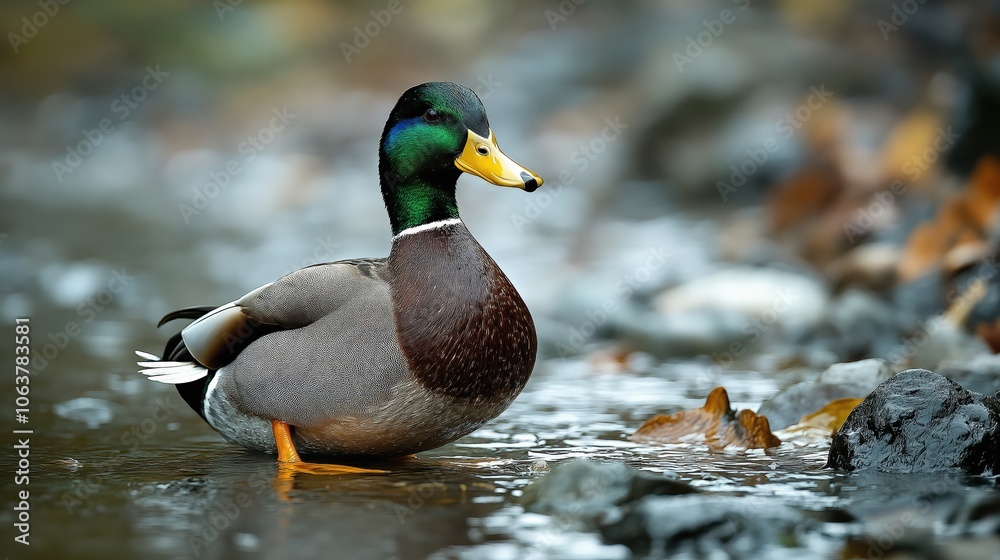 Mallard duck on water, closeup Mallard duck on water, closeup