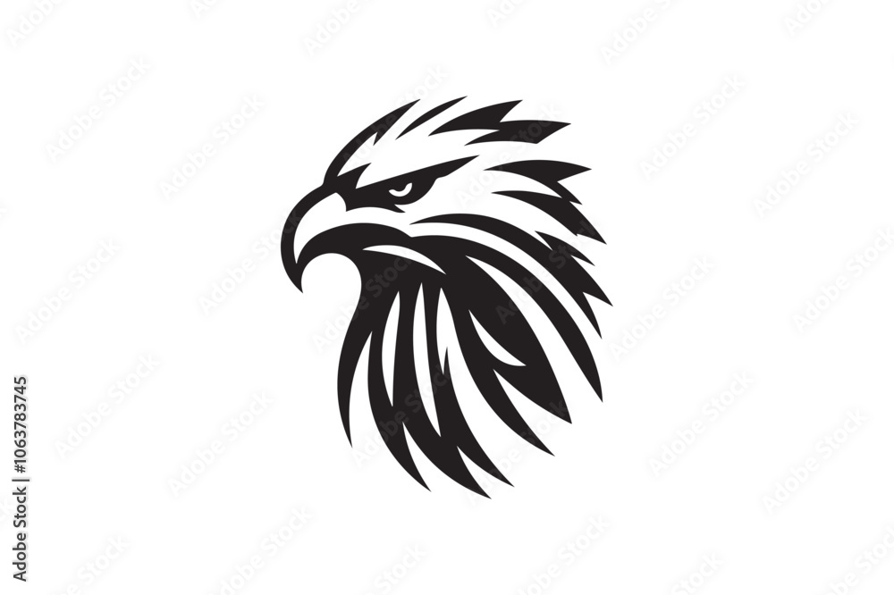 Obraz premium Eagle head silhouette vector art illustration