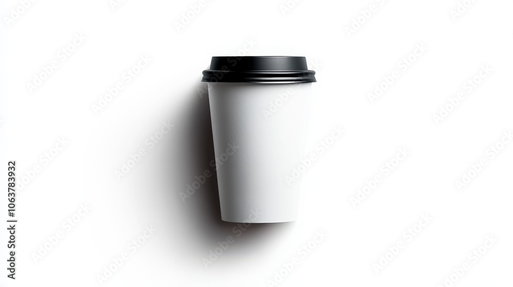 Coffee to Go: A simple, minimalist mockup of a disposable coffee cup with a black lid, ready for your branding or design. Coffee to Go: A simple, minimalist mockup of a disposable coffee cup with a black lid, ready for your branding or design.