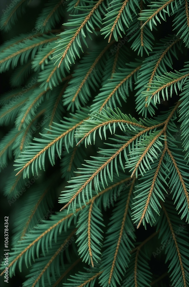 Fototapeta premium Christmas tree close, macro background of spruce branches