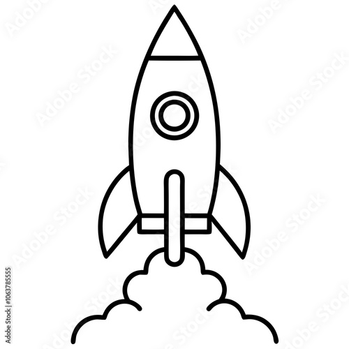 Simple rocket icon drawing Silhouette line art vector illustration 