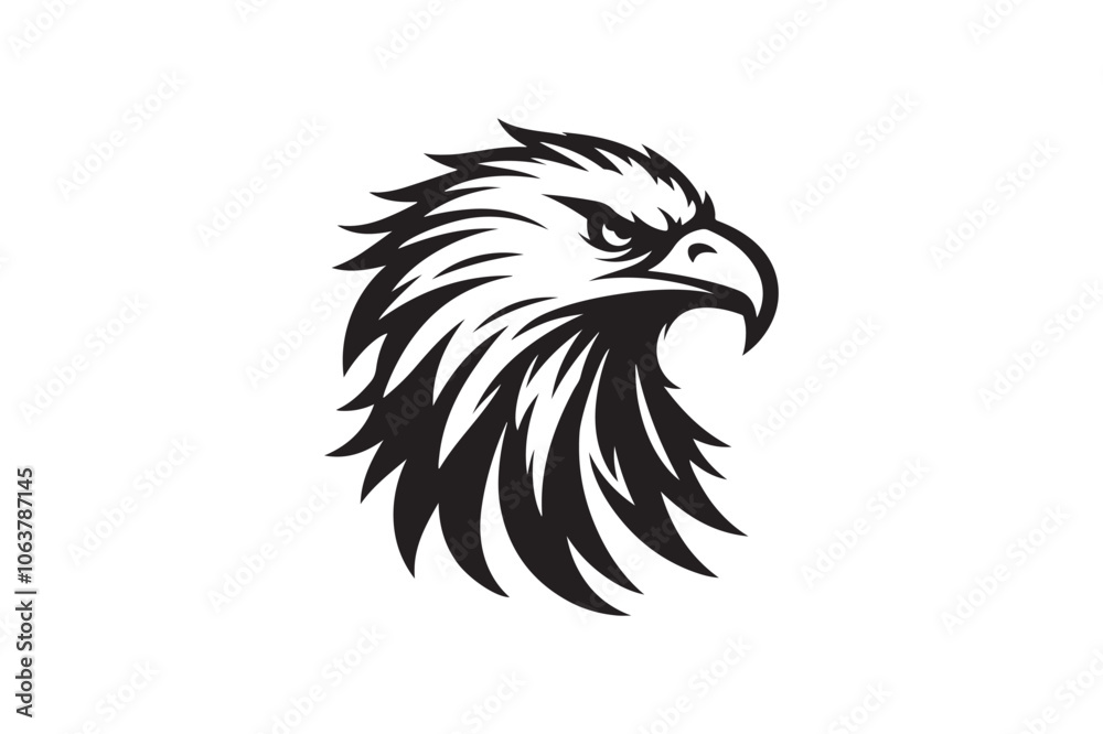 Obraz premium Eagle head silhouette vector art illustration