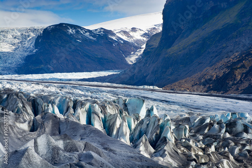 Skaftafellsjökull glacier tongue spurting off from Iceland's largest ice cap, Vatnajökull photo