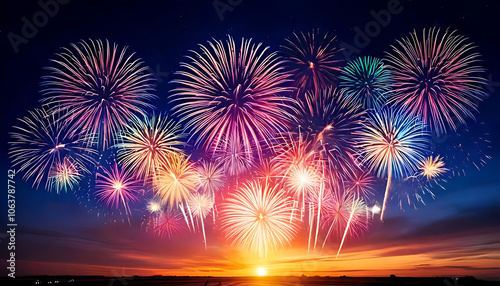 blast colorful lights shot high sky tonight