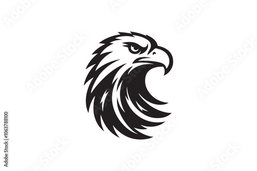 Eagle head silhouette vector art illustration