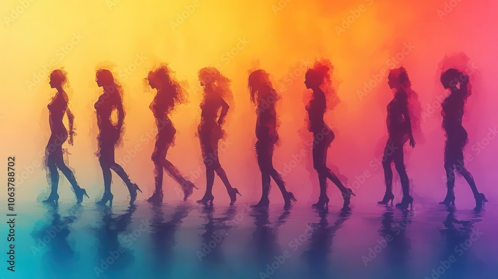 silhouettes of diverse people in various poses creating a dynamic scene that captures movement and emotion enhanced by a soft gradient background silhouettes of diverse people in various poses creating a dynamic scene that captures movement and emotion enhanced by a soft gradient background
