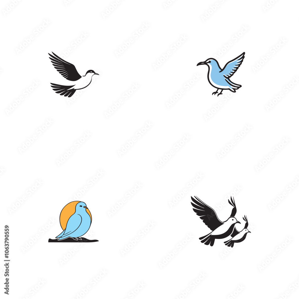 Obraz premium Seagul bird logo icon vector