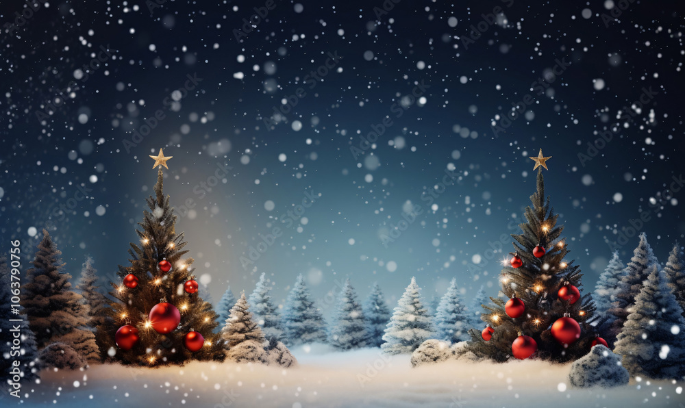 A fairytale landscape with a snowy forest in wild nature. Theme background for Christmas greeting card. A fairytale landscape with a snowy forest in wild nature. Theme background for Christmas greeting card.