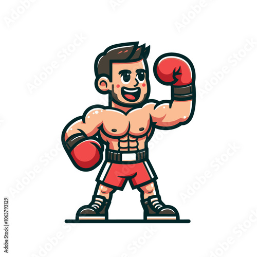 Boxer cartoon character. Isolated vector illustration