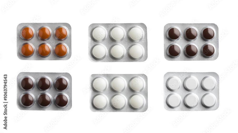 Assorted medicine tablet packs isolated on black background for healthcare use - png set transparent background Assorted medicine tablet packs isolated on black background for healthcare use - png set transparent background