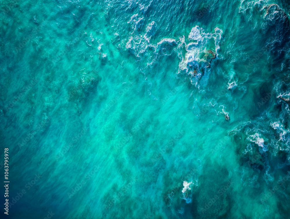Fototapeta premium Drone view of tranquil turquoise tropical water
