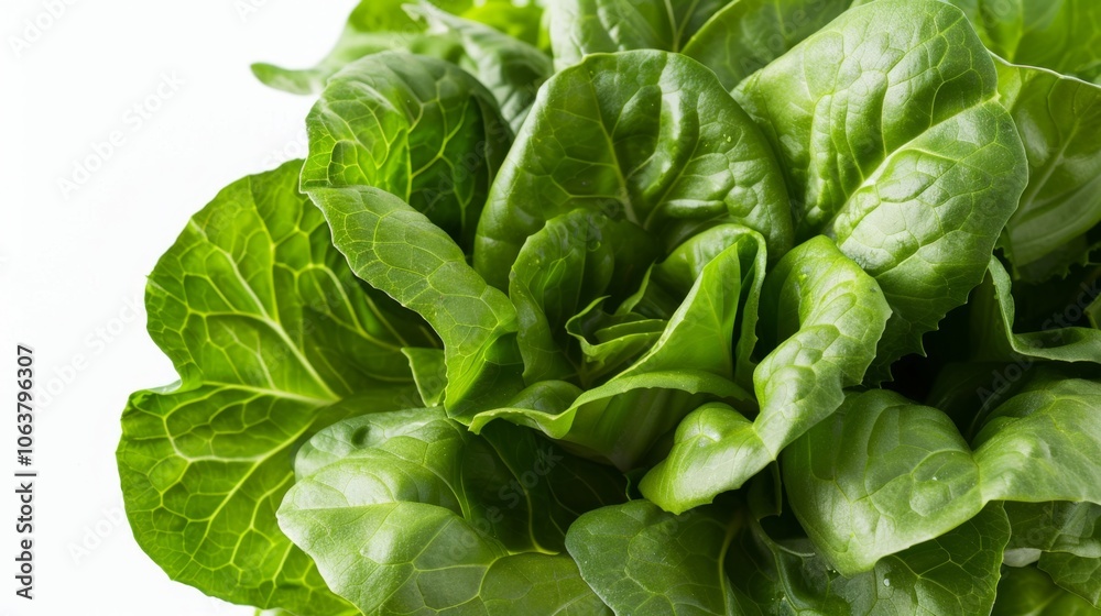Fresh Crisp Green Lettuce Head on White Background for Healthy Eating Concepts Fresh Crisp Green Lettuce Head on White Background for Healthy Eating Concepts
