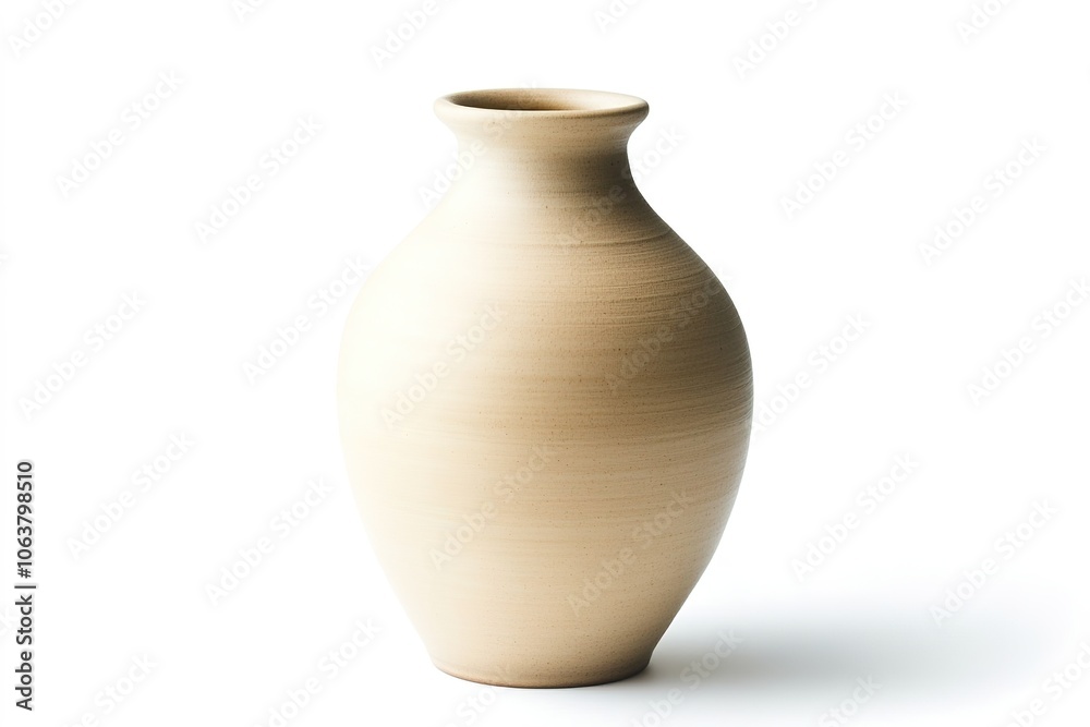 Smooth beige ceramic vase isolated on white Smooth beige ceramic vase isolated on white