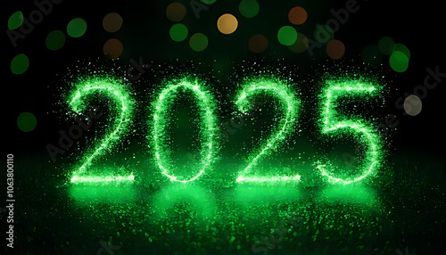 green sparkles dark background bokeh celebrating start new year vibrant visuals