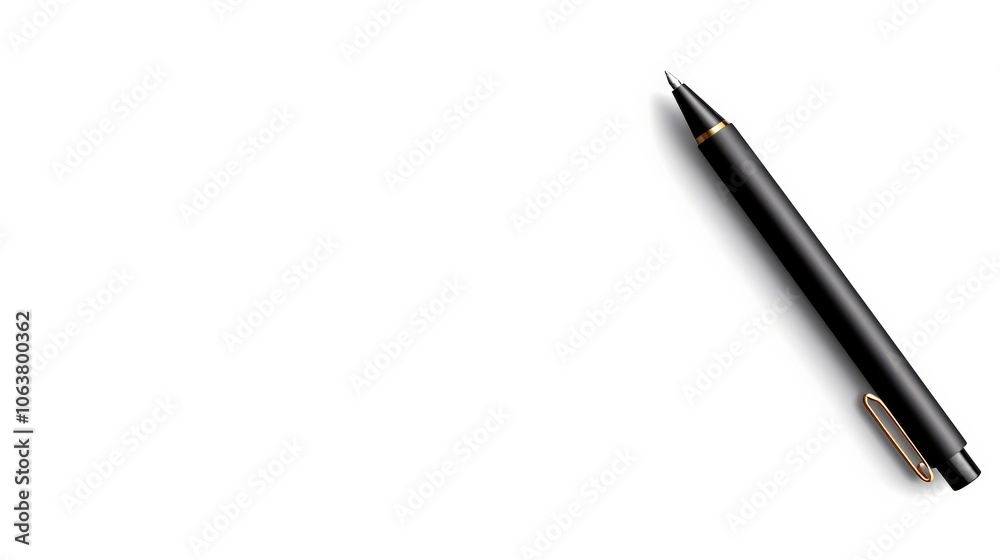 Sleek Black Pen on White Background Sleek Black Pen on White Background