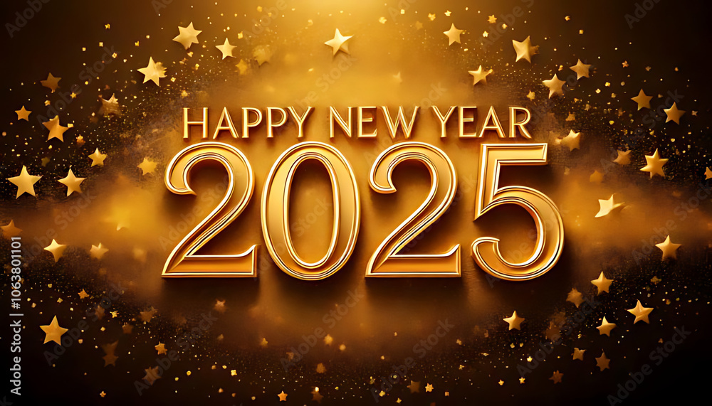 happy new year written gold gold star filled background happy new year written gold gold star filled background