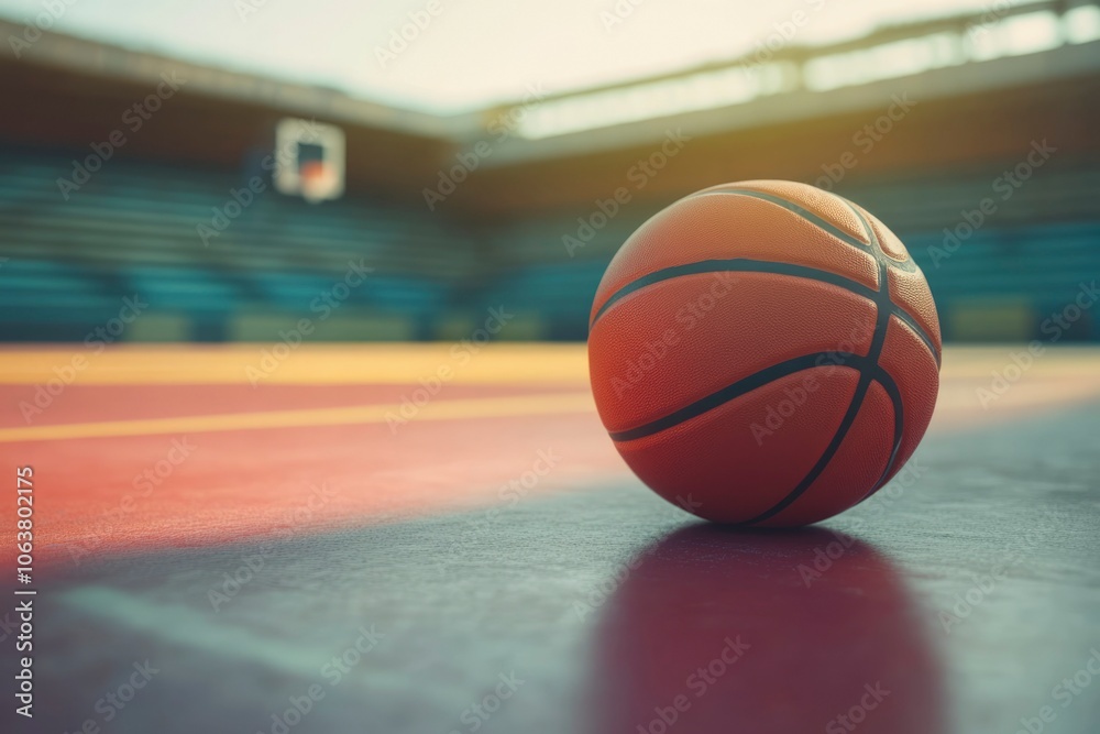 Basketball on a Court with a Blurry Background Basketball on a Court with a Blurry Background