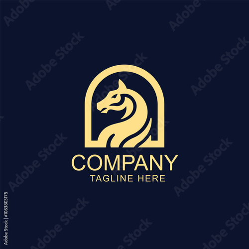 Modern horse silhouette logo. Vector illustration template, Premium brand identity concept