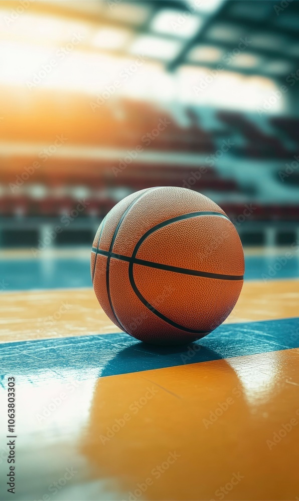 Basketball on a Brightly Lit Court Basketball on a Brightly Lit Court