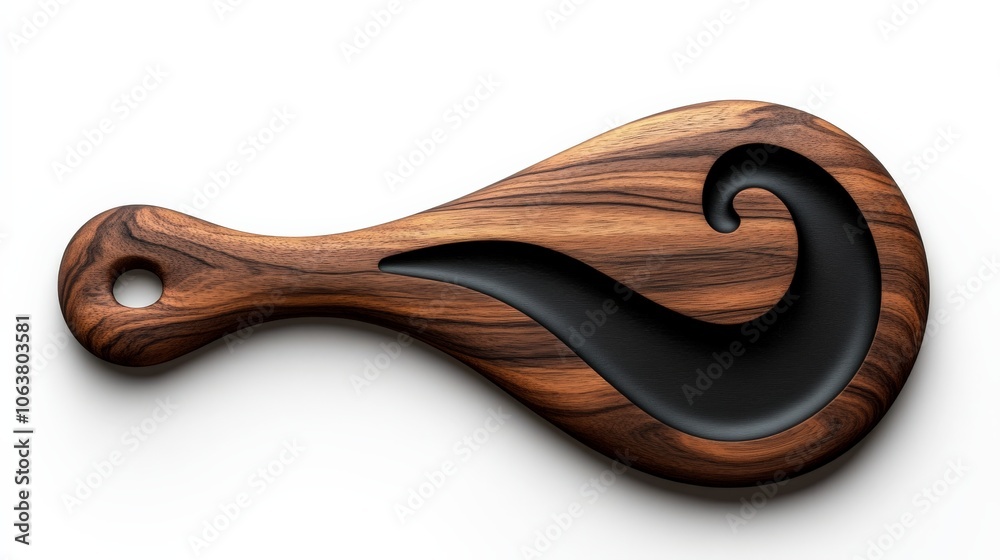 Walnut Wooden Paddle with Carved Spiral Design Walnut Wooden Paddle with Carved Spiral Design