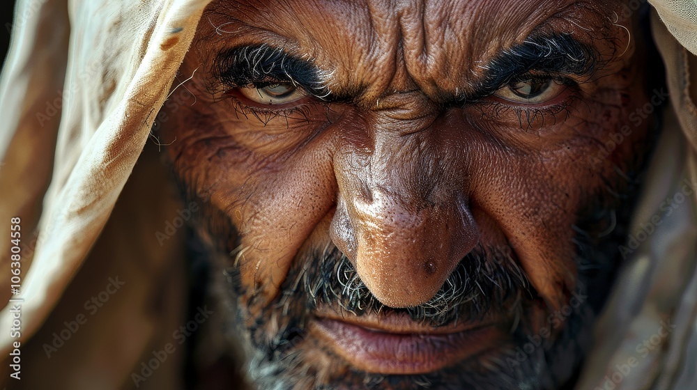 Portrait of Anger: A Middle Eastern Man's Resentment Portrait of Anger: A Middle Eastern Man's Resentment