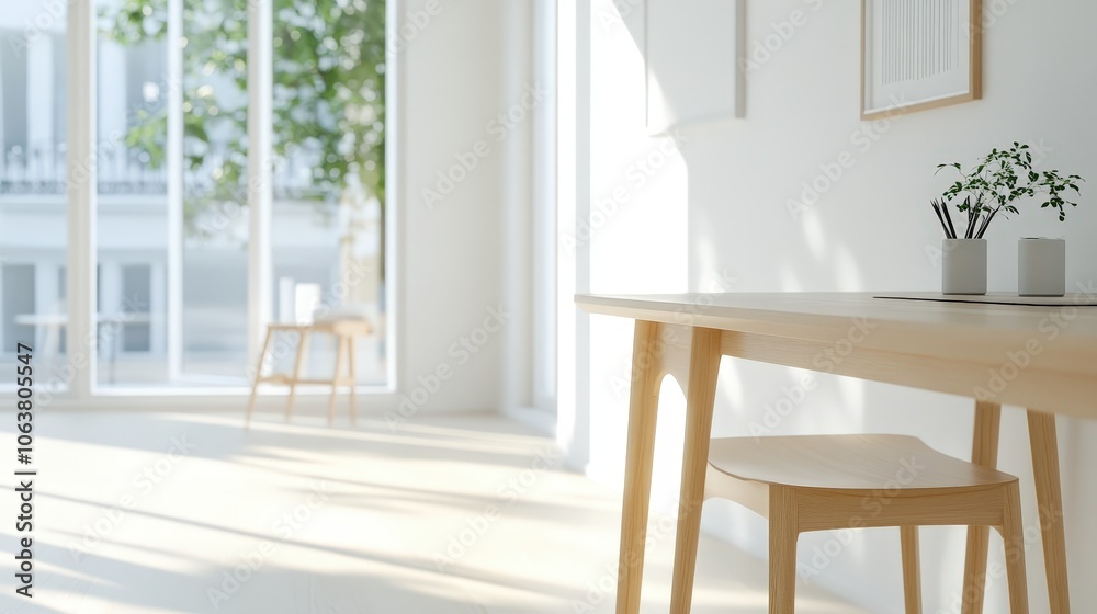 Fototapeta premium Minimalist Scandinavian Home Office Design