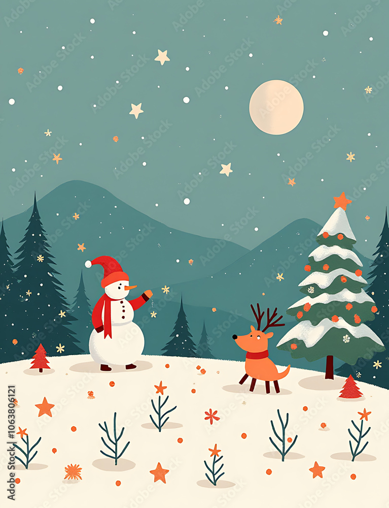 ern minimalist illustration featuring a Merry Christmas and Happy New Year scene suitable for various uses like wallpaper or printed materials ern minimalist illustration featuring a Merry Christmas and Happy New Year scene suitable for various uses like wallpaper or printed materials