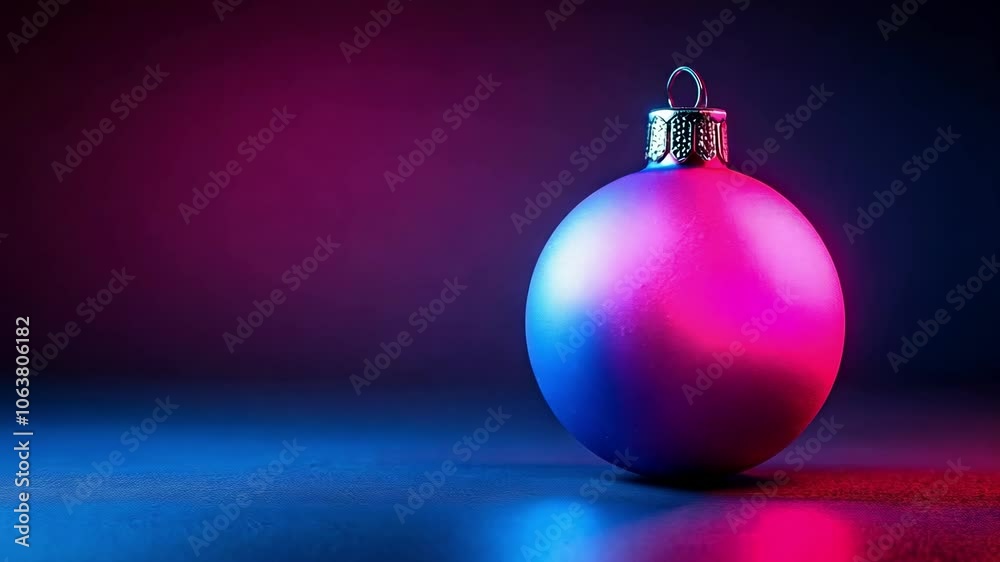 Christmas ornament with vibrant pink and blue lighting, creating a modern and festive atmosphere against a dark background, capturing holiday elegance and charm Christmas ornament with vibrant pink and blue lighting, creating a modern and festive atmosphere against a dark background, capturing holiday elegance and charm