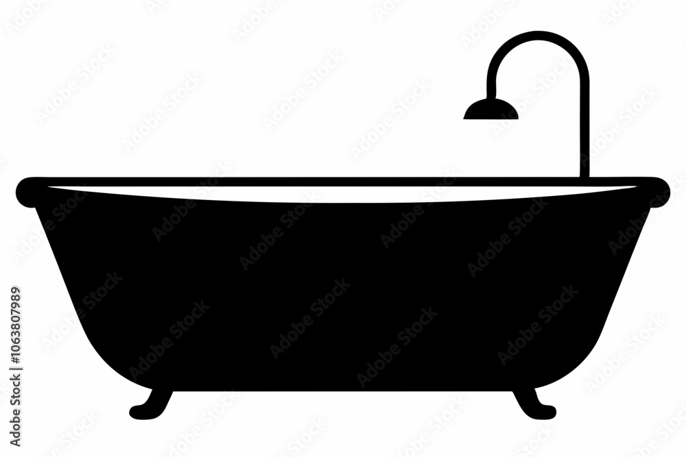 Bathtub icon, baby bathtub silhouette vector, Shower vector