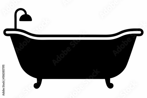 Bathtub icon, baby bathtub silhouette vector, Shower vector