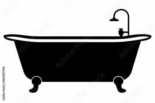 Bathtub icon, baby bathtub silhouette vector, Shower vector