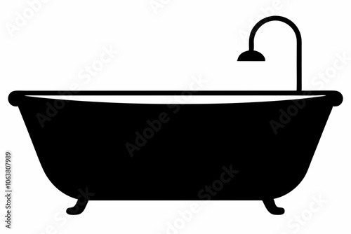 Bathtub icon, baby bathtub silhouette vector, Shower vector