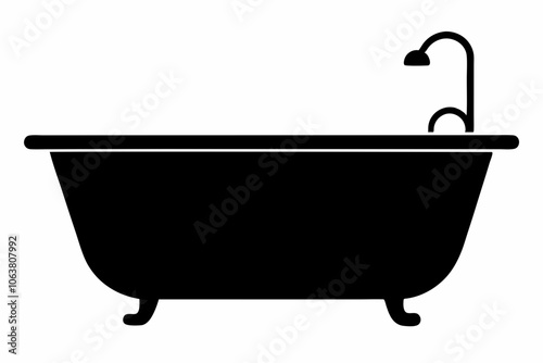Bathtub icon, baby bathtub silhouette vector, Shower vector