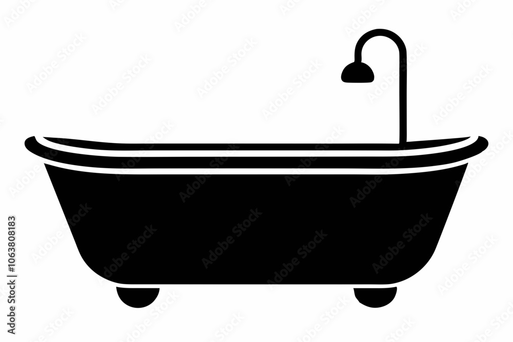Bathtub icon, baby bathtub silhouette vector, Shower vector Bathtub icon, baby bathtub silhouette vector, Shower vector