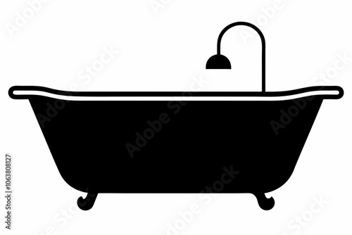 Bathtub icon, baby bathtub silhouette vector, Shower vector