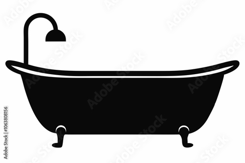 Bathtub icon, baby bathtub silhouette vector, Shower vector