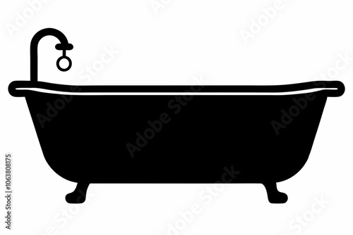 Bathtub icon, baby bathtub silhouette vector, Shower vector