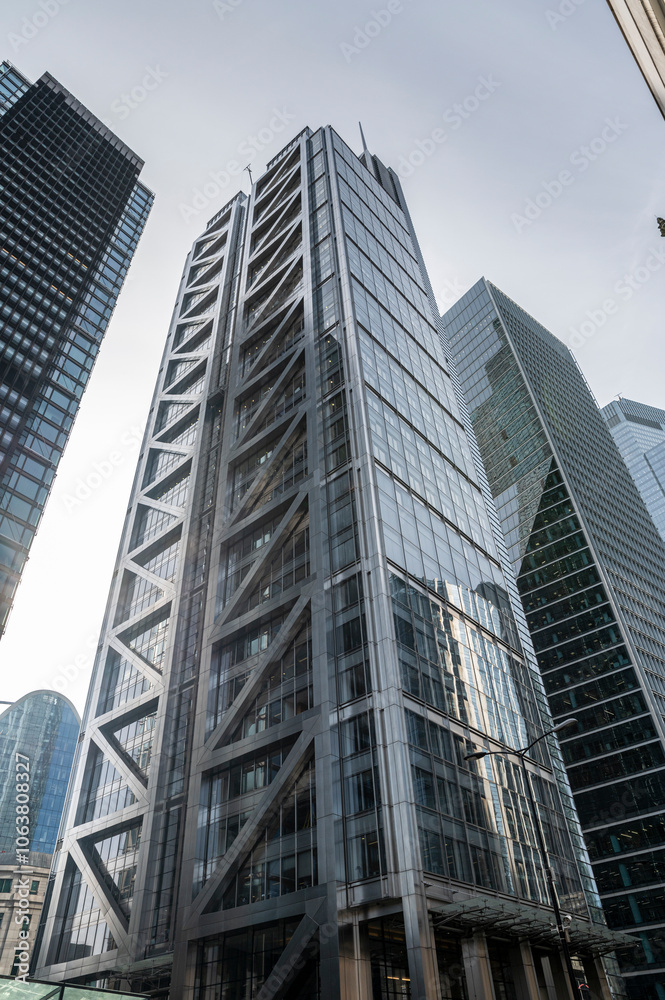 London skyline, office buildings in the city financial business district. Modern city building architecture with glass fronts. London. UK. London skyline, office buildings in the city financial business district. Modern city building architecture with glass fronts. London. UK.