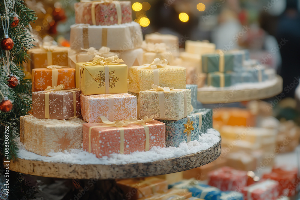 Festive Market Display of Small Gifts - Soft Focus and Inviting Festive Market Display of Small Gifts - Soft Focus and Inviting