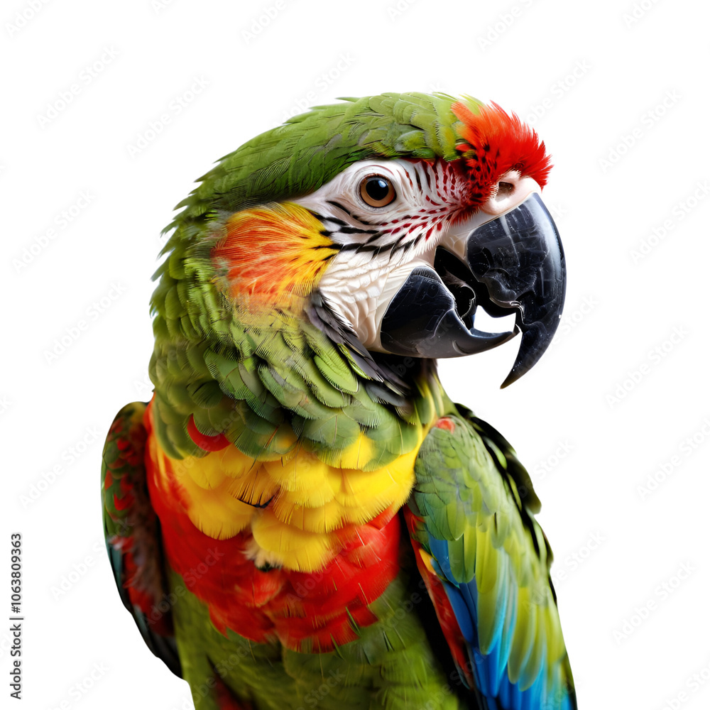 A colorful parrot with a white background, png A colorful parrot with a white background, png