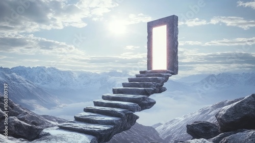 Journey through the door: Past the clouds – an entry to realms unseen, perfect for a world of wonder

