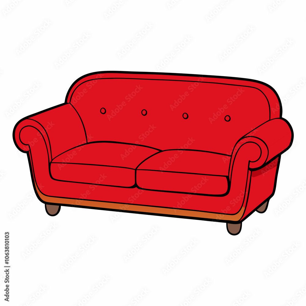 Red sofa vector illustration on white background Red sofa vector illustration on white background