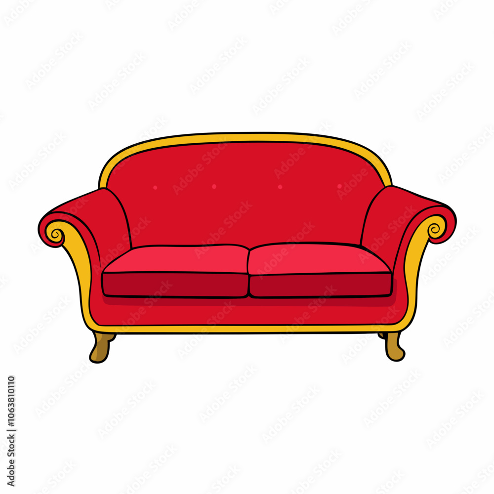 Red sofa vector illustration on white background Red sofa vector illustration on white background